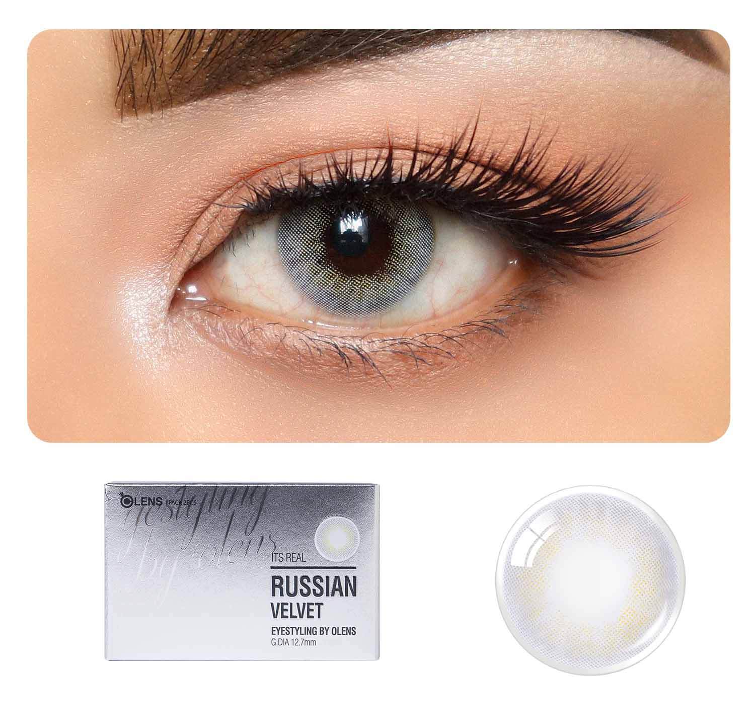 COLORED CONTACT LENSES OLENS Russian Velvet Gray ( 1 Month )-1