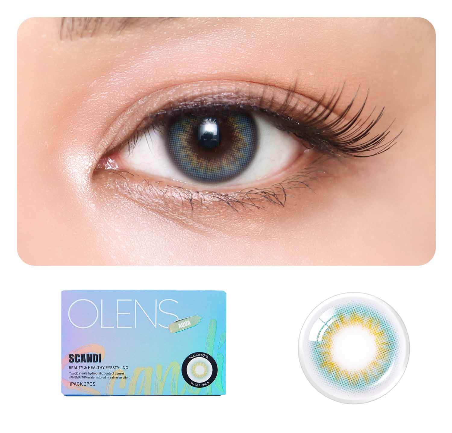 COLORED CONTACT LENSES OLENS Scandi Aqua ( 1 Month )