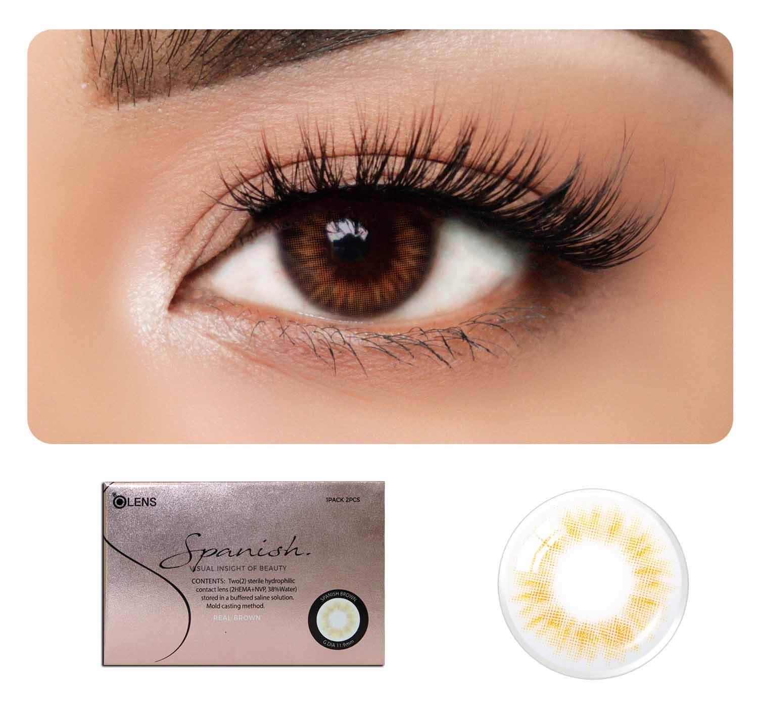 COLORED CONTACT LENSES OLENS Spanish Real Brown ( 1 Month )