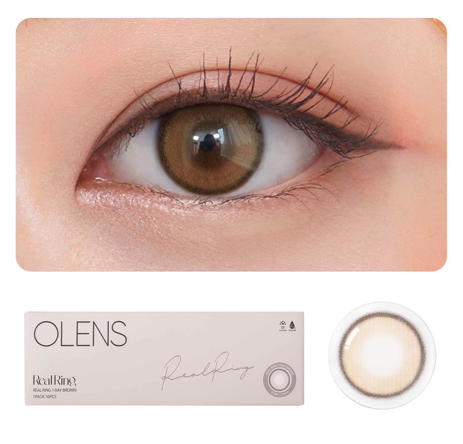 OLENS Premium Color Contact Lens | Real Ring Brown contact lens | Soft Ring is created on the outer of the lens | 1 day disposable trial pack | o-lens.co.in