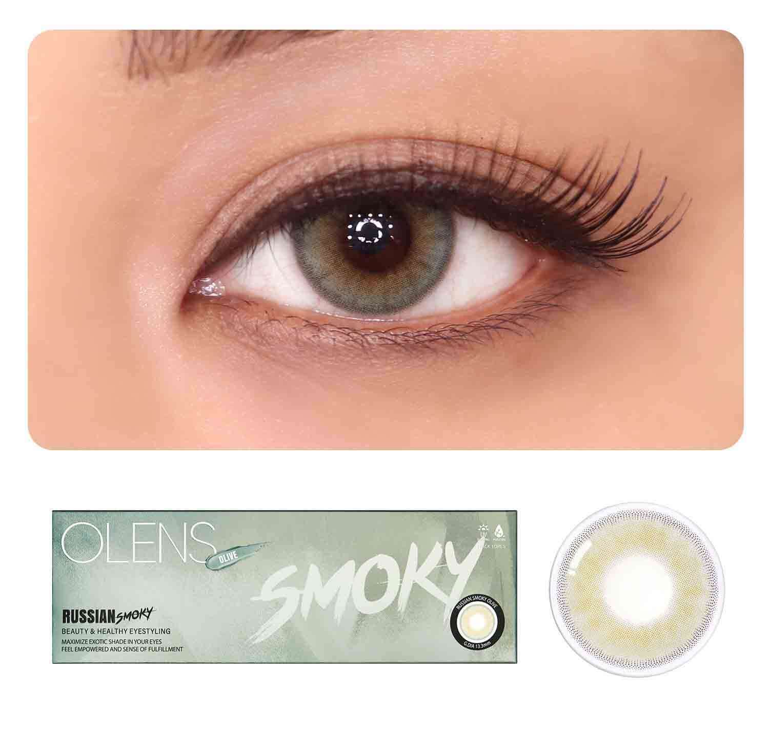 OLENS Premium Color Contact Lens Russian smoky olive | Green color lens in combo kit at affordable price | o-lens.co.in.