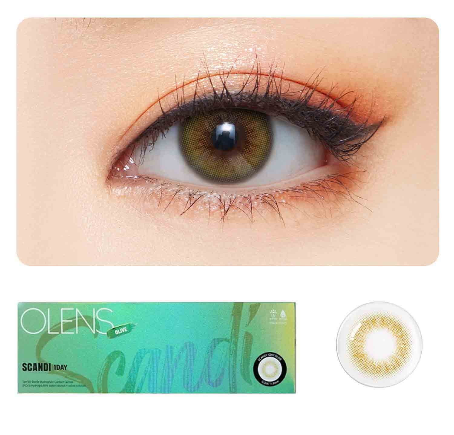 OLENS Premium Color Contact Lens Scandi Olive 1 day | 1 Day Disposable Trial Pack| o-lens.co.in.