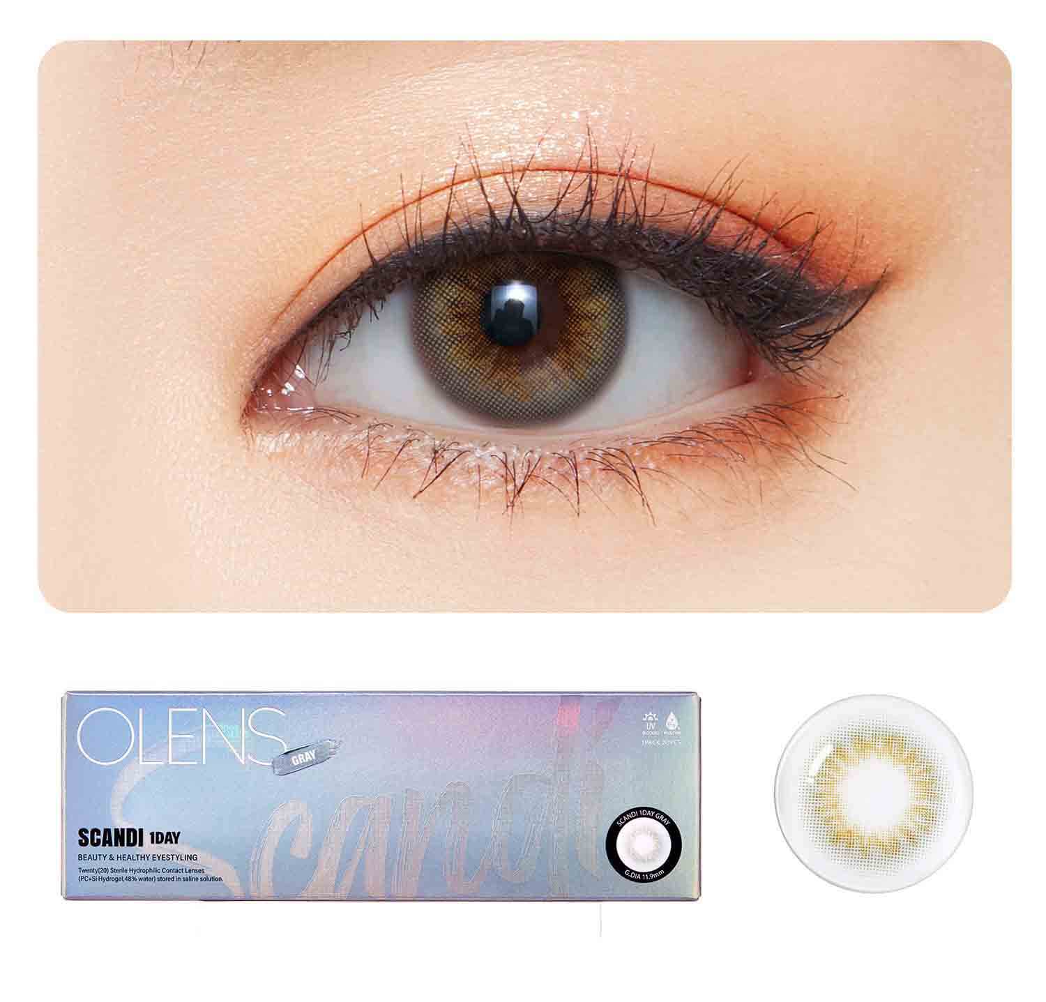 OLENS Premium Color Contact Lens Scandi Gray 1 Day Shade in Daily Combo Kit | Free Shipping & Cash on Delivery available | o-lens.co.in.