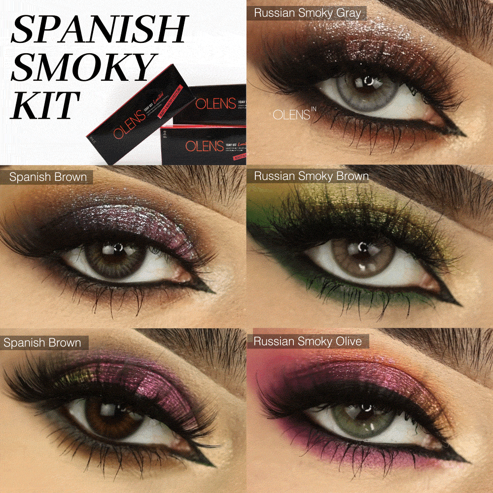 OLENS Premium Color Contact Lens Spanish Smoky kit | 5 Pair | 5 Shades available | o-lens.co.in.